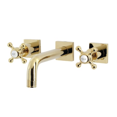 Kingston Brass KS6122BX Two-Handle Wall Mount Bathroom Faucet, Polished Brass KS6122BX